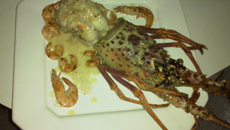 Lagosta e camarões ao molho de coco