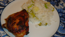 Sobrecoxa assada com mostarda e mel