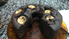 Bolo fitness de banana com cacau