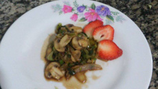 Refogado de cogumelo e alho-poró