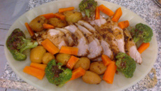 Picanha suína com legumes