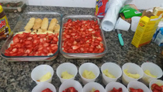 Pavê de morango e brigadeiro do Enio
