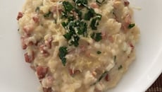 Risoto de bacon e calabresa
