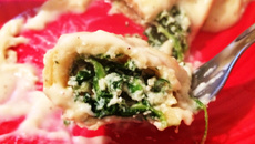 Panqueca de ricota e espinafre ao molho branco