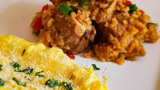 Arroz cremoso com costelinha suína