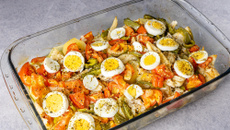 Salada de bacalhau na air fryer