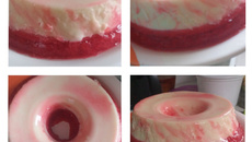 Mousse cremoso com gelatina de morango