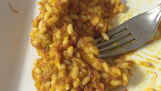 Risoto de abóbora japonesa com carne seca