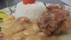 Frango ao vinho e champignon