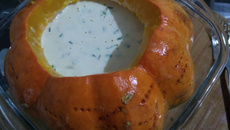 Camarão na moranga no micro-ondas