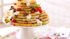 Bolo Waffle Forno de Minas com frutas vermelhas