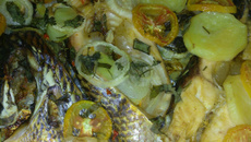 Tilápia em posta ao vinho branco