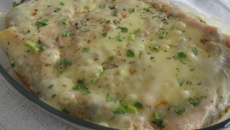 Canelone de presunto e mussarela à bolonhesa