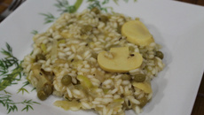 Risoto de ervilhas e champignons