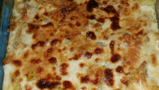 Bacalhau com batata assada no azeite