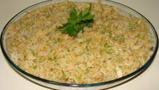 Risoto de bacalhau com abobrinha