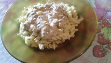 Macarrão ao molho de maionese com carne