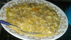 Sopa cremosa de carne moída