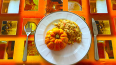 Abóbora recheada de Halloween