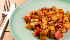 Frango xadrez no microondas