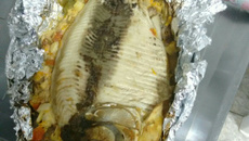 Peixe recheado com palmito e requeijão cremoso