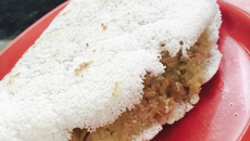 Tapioca de batata-doce com atum