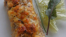 Lasanha de triguilho com recheio de frango cremoso