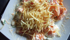 Abóbora com maionese e batata palha