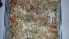 Macarrão com camarão e abobrinha