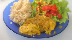 Frango ao vinho branco e açafrão da Cla