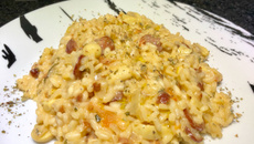 Risoto de calabresa e bacon