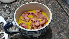 Creme de abóbora (cabotiá) com linguiça toscana