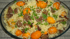 Arroz com pequi e carne de sol