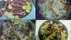 Chuleta assada com batatas