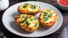 Batata recheada vegetariana (ovolacto)