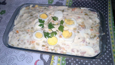 Salada de maionese com camarão