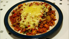 Arroz de forno com bacon e queijo