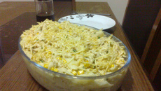 Macarrão com peito de frango e creme de leite