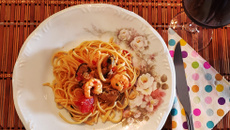 Espaguete com frutos do mar 