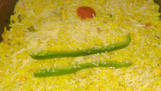 Arroz com frango xadrez