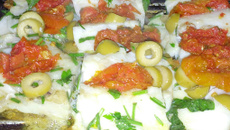 Bacalhau grelhado com tomates secos