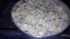 Batata cremosa com bacon