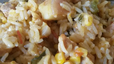 Arroz com carne de porco