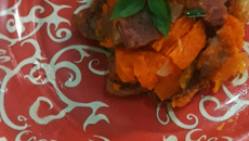 Abóbora com lingüiça defumada