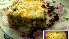 Torta de atum com arroz e legumes