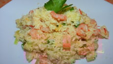 Risoto cremoso de camarão