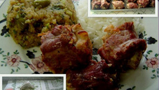 Pescoço de peru ao forno com pirão