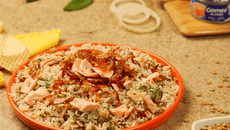 Arroz com lentilha e atum