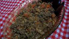 Pinhão com carne moída