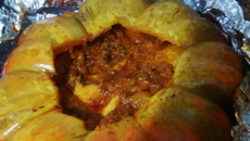 Creme de abóbora com carne de sertão